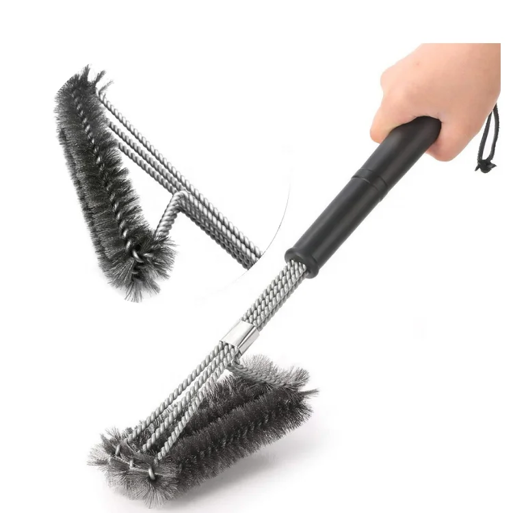 Metal Grill Set with Best Cleaning Brush Spatula Tongs Scraper Weber Black Grilling Apron Gift Kit for Camping Backyard Barbecue