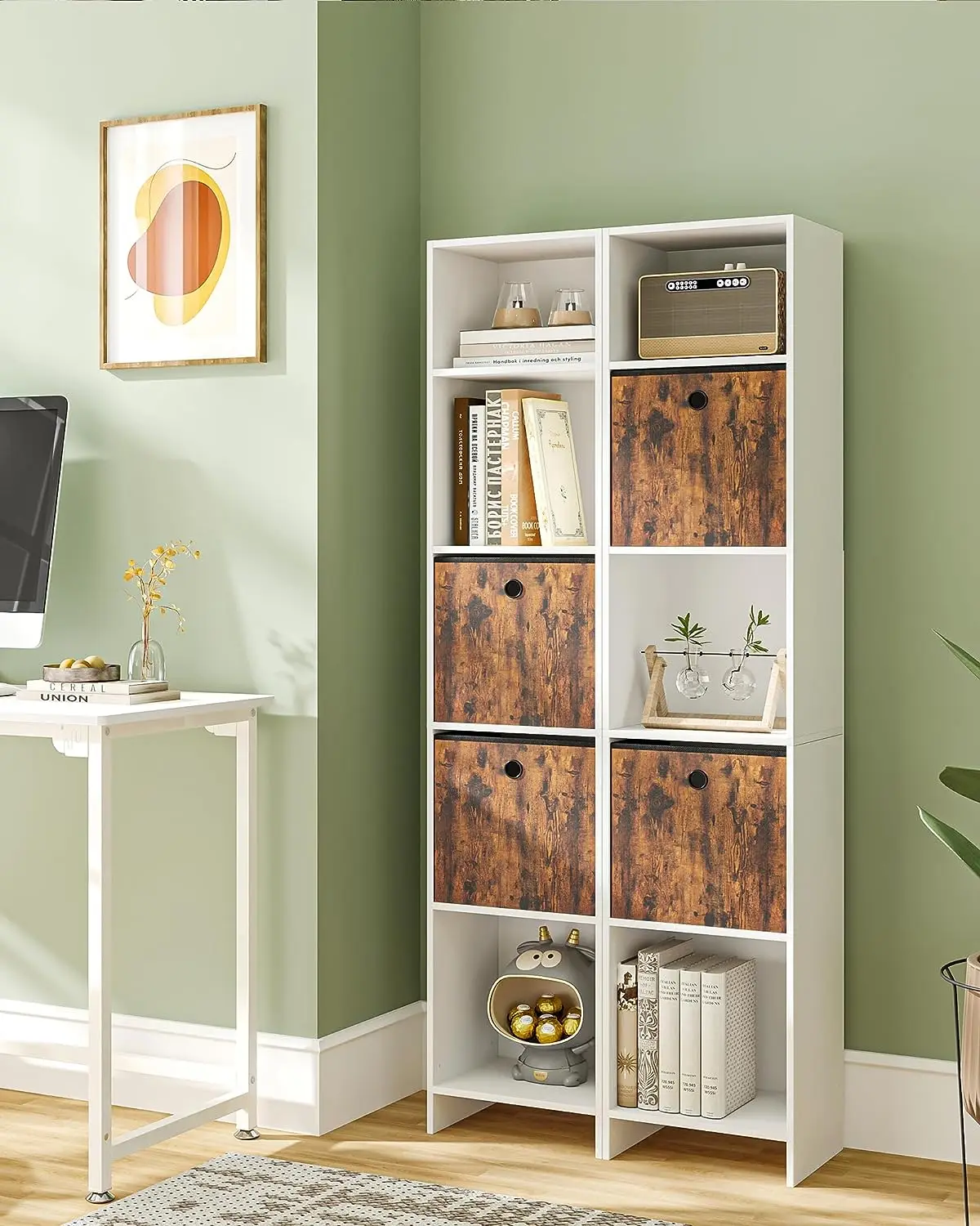 wholesale Printing Wood Fabric 6 Pcs 30 x 30 Organizer Basket Boxes Foldable Cube Storage Bins With Handle