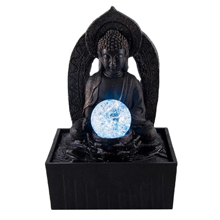 Indoor Table Top Spin Ball Resin Feng Shui Water Fountain God Decoration Waterfall Water Fountain Garden Polyresin Water Pump