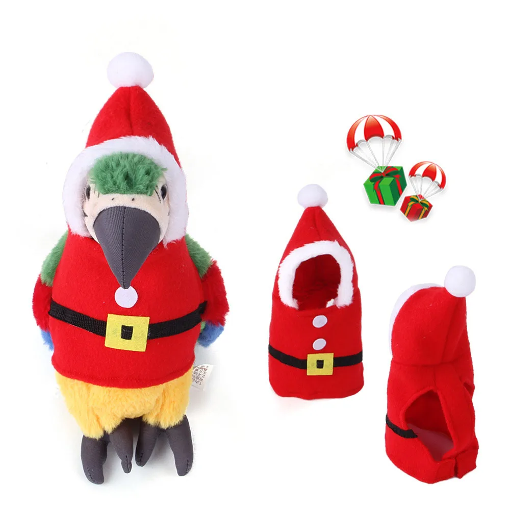 Bird Autumn and Winter Thick Warm Clothes Parrot Flying Suit Christmas Decorative Clothing Santa Costume with Hood