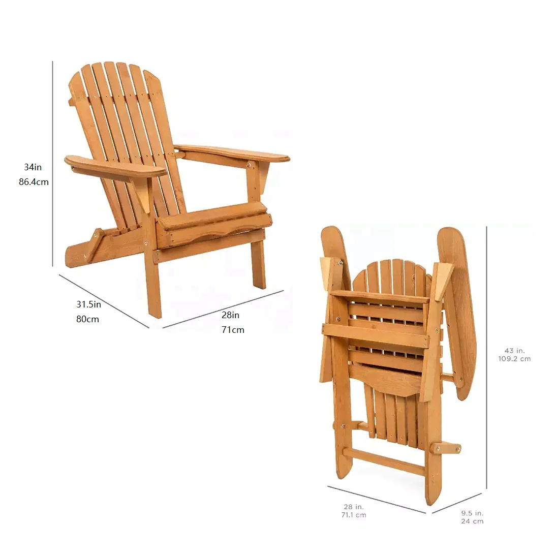 outdoor furniture garden folding chair Assembled Solid Cedar Wood deck folding Adirondack Chair for patio Lounge Beach