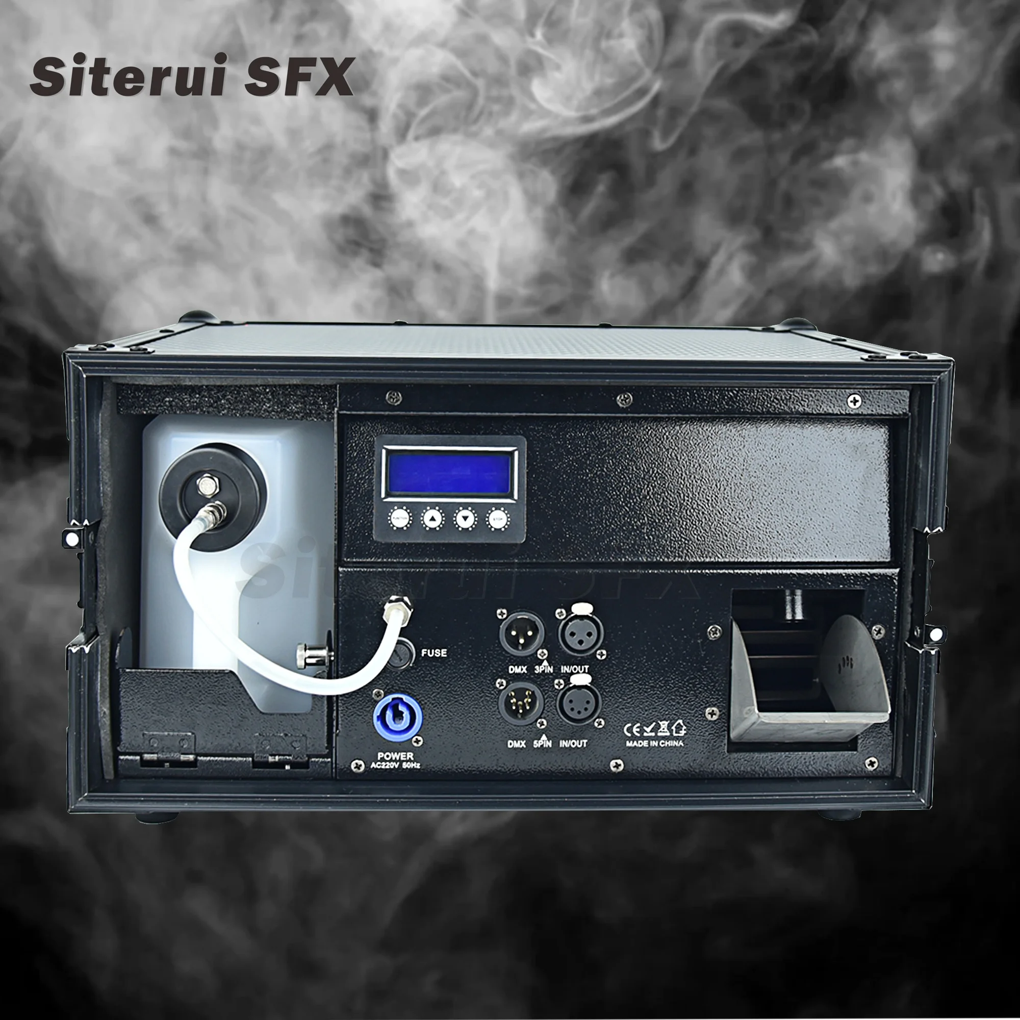 SITERUI SFX New model 1500W morning haze machine with black flight case DMX+LCD Mist hazer for DJ party and theater