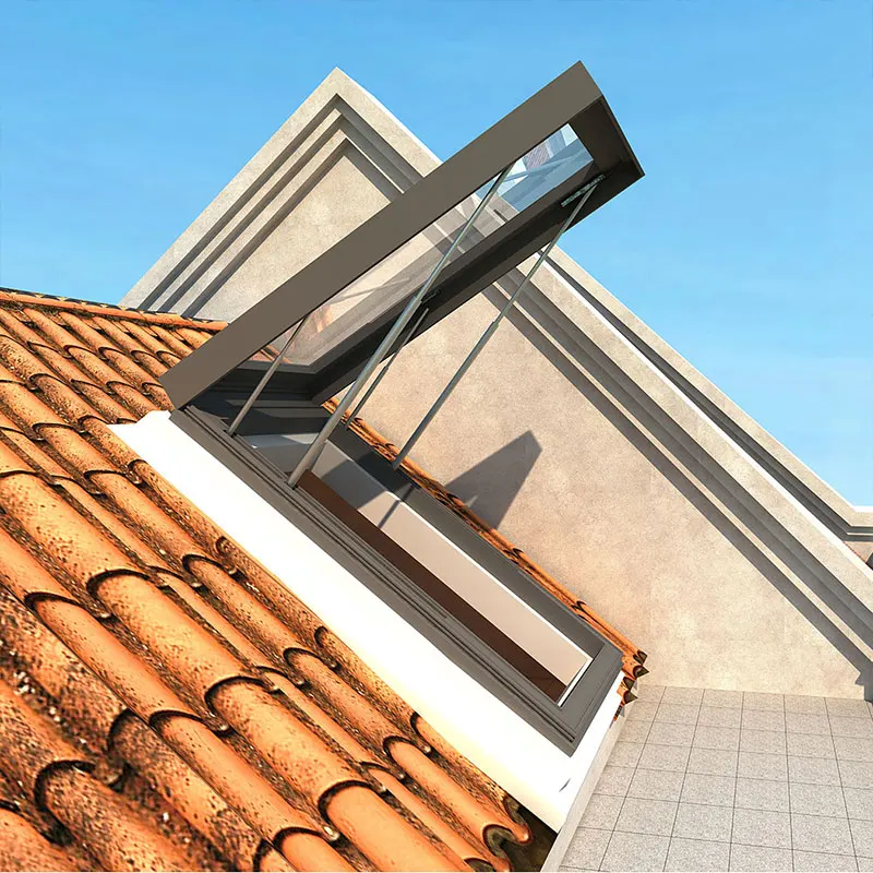 Glazed Glass Aluminium Cured Top Skylights Roof Top Windows Motorized Skylight Roof Window