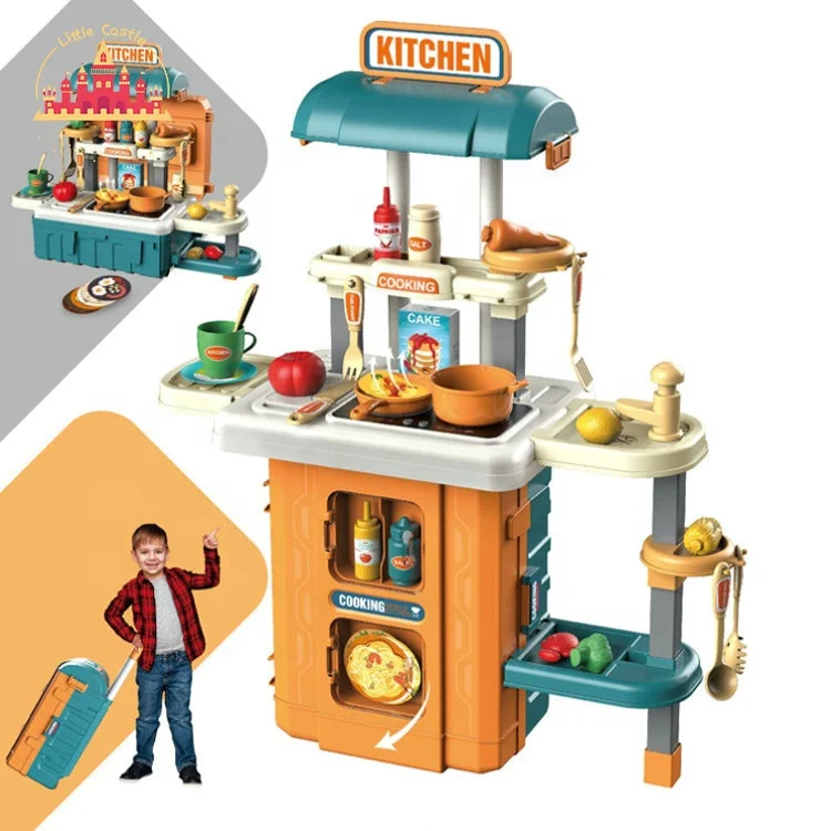 Newest Pretend Children Plastic Play Kitchen Toys Tableware Trolley Case with Hair Dryer SL10D066