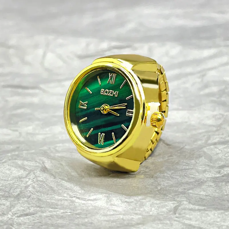 Hot Sales New Mini Green Watch Creative Ring Movement Fashion Accessories Shell Finger Watch Men Jewelry Women Trend Ring Gift