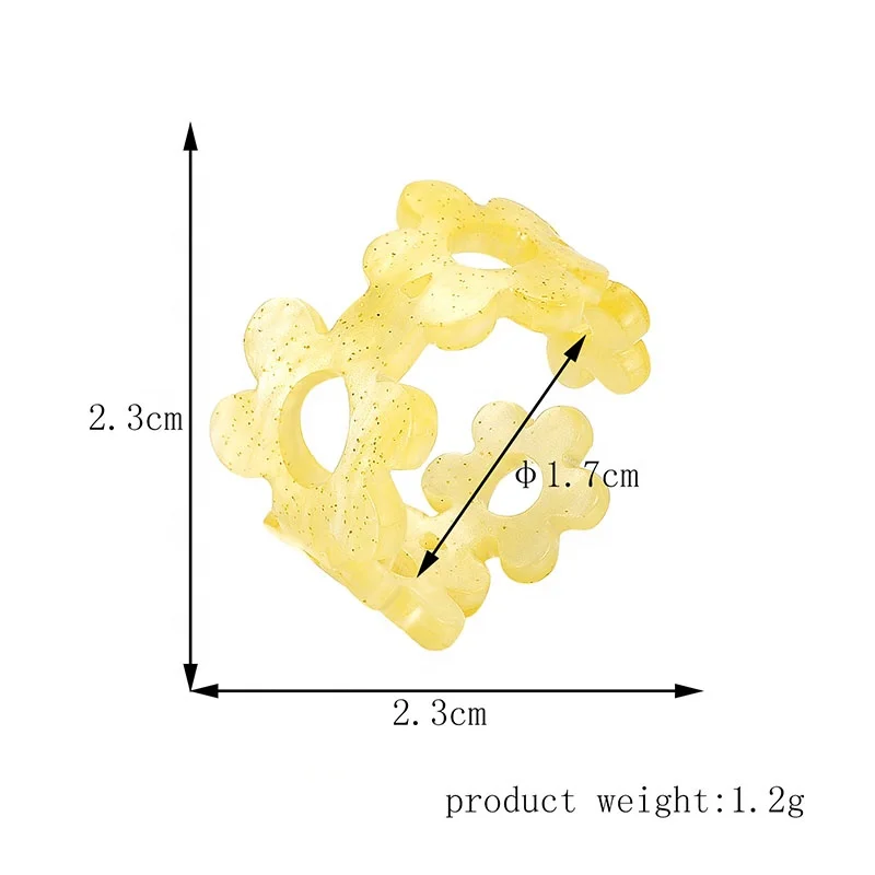 European American Fashion Acrylic Resin Rings Hollow Out Candy Color Ring