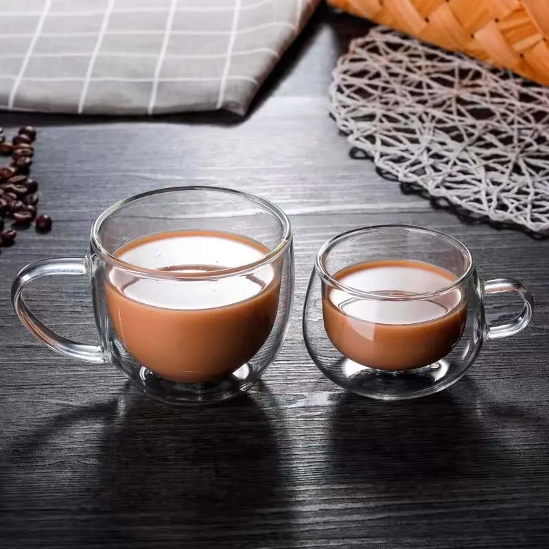 150ml Heat Resistant  Insulated Drinking Espresso Coffee Cup Mugs With Handle For Home Restaurant Office