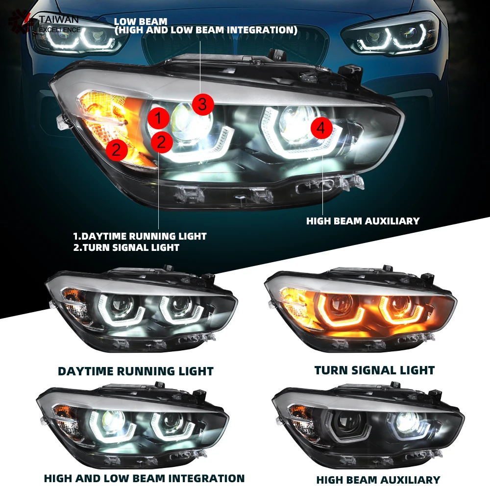 For BMW 1 series F20 Headlights 2015-2018 Headlight Full LED With Dynamic Turning Signal Front Lamp Car Styling Headlamp