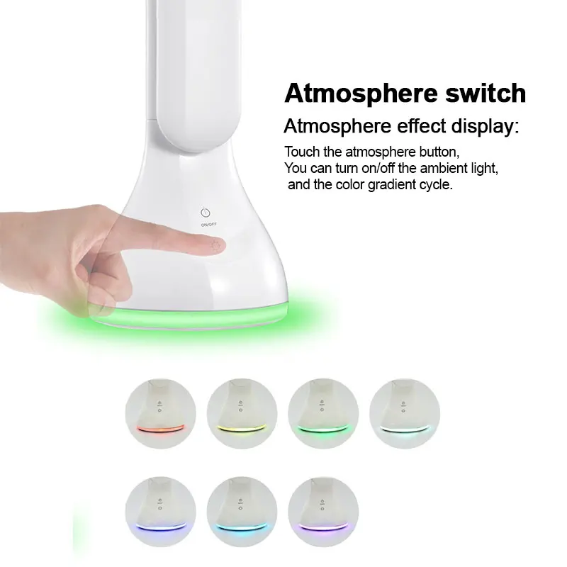 Белый складной календарь, часы с температурным сенсорным управлением, RGB светодиодная настольная лампа