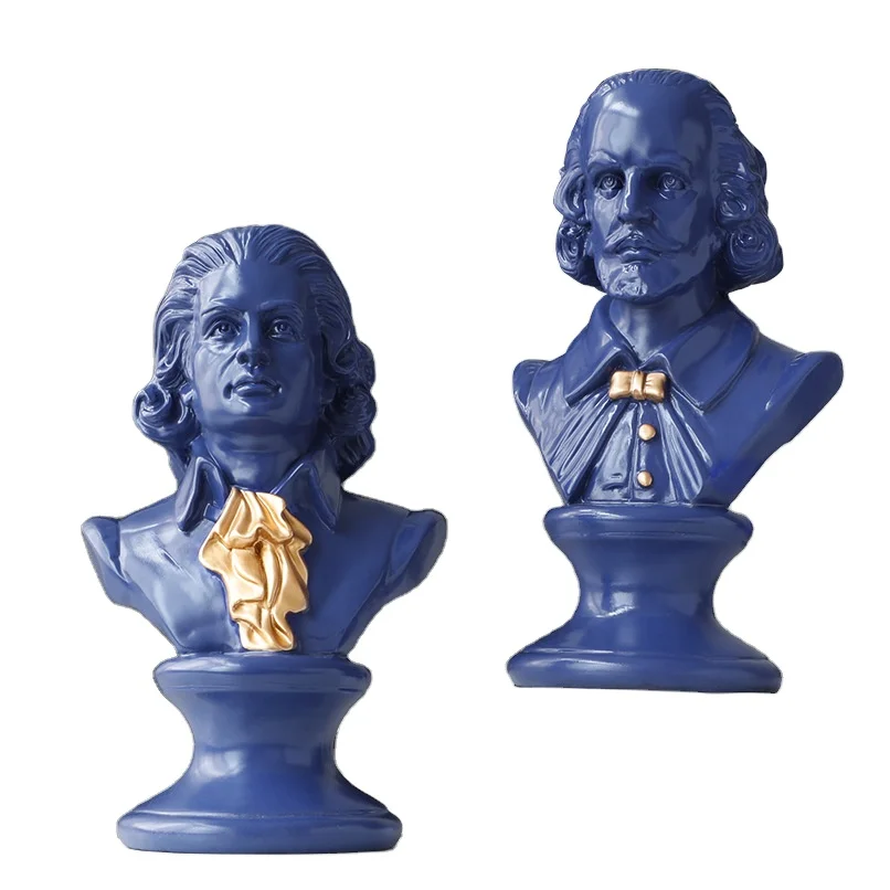 Индивидуальные знаменитости Shakespeare Mozart бюст статуя из смолы ремесло украшение для дома и офиса летние каникулы орнамент