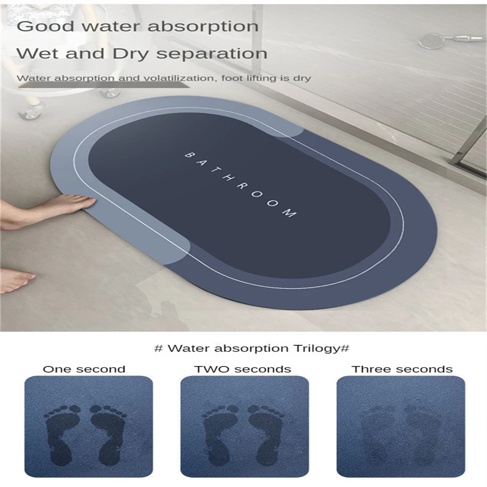 Super Absorbent Bath Mat Quick Drying Bathroom Diatom Mud Stone Pattern Anti-Slip Carpet Household Bathtub Front Doormat