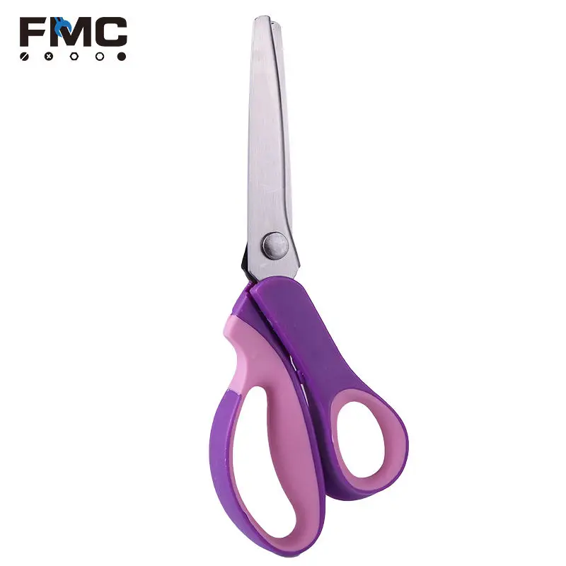 5 мм треугольные зигзагообразные ножницы Seiwng с резиновой ручкой фиолетового цвета из нержавеющей стали портной зигзаг