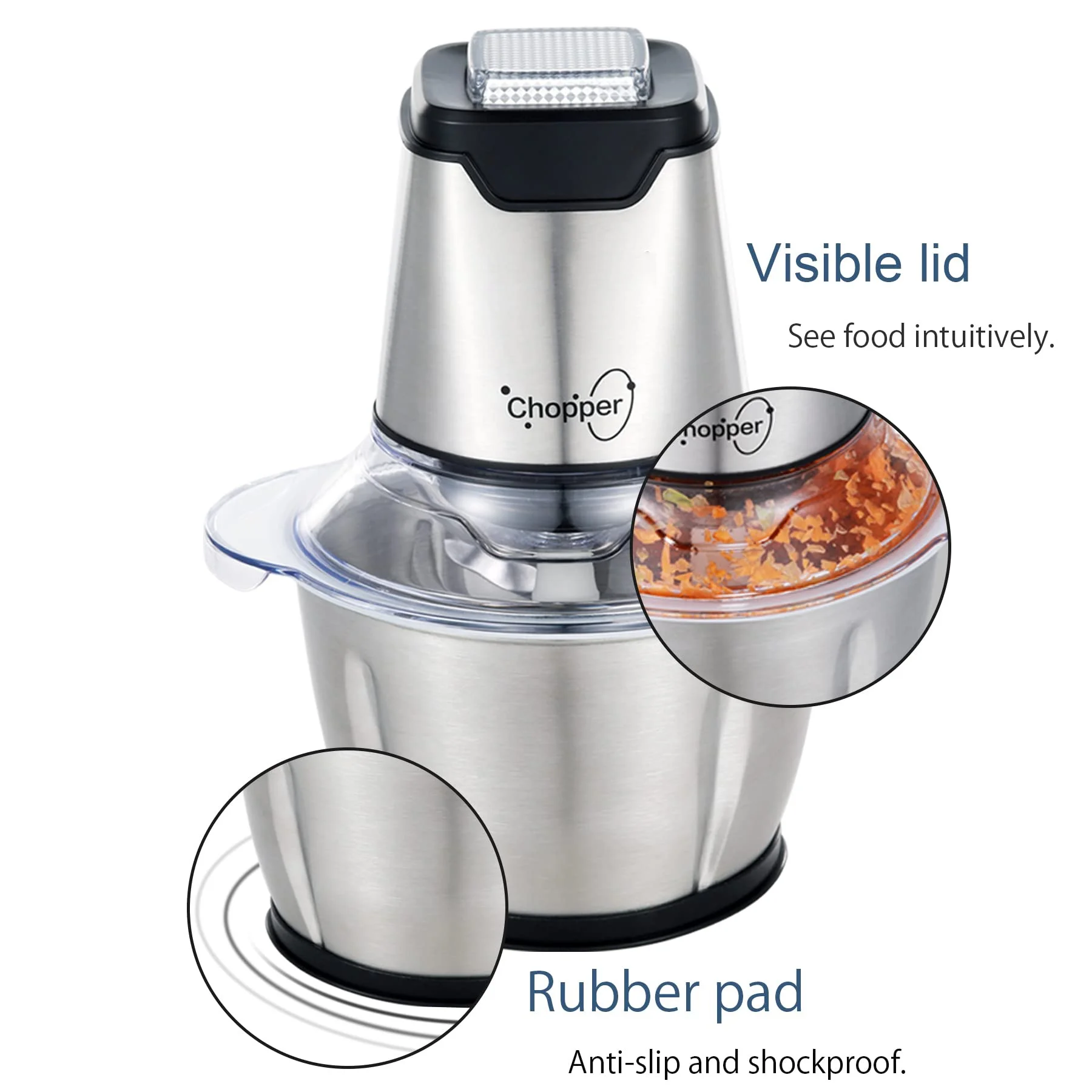 2L Stainless Steel Food Chopper 3 Speeds  Automatic Meat Slicers Electric Meat Grinder Machine For kitchen