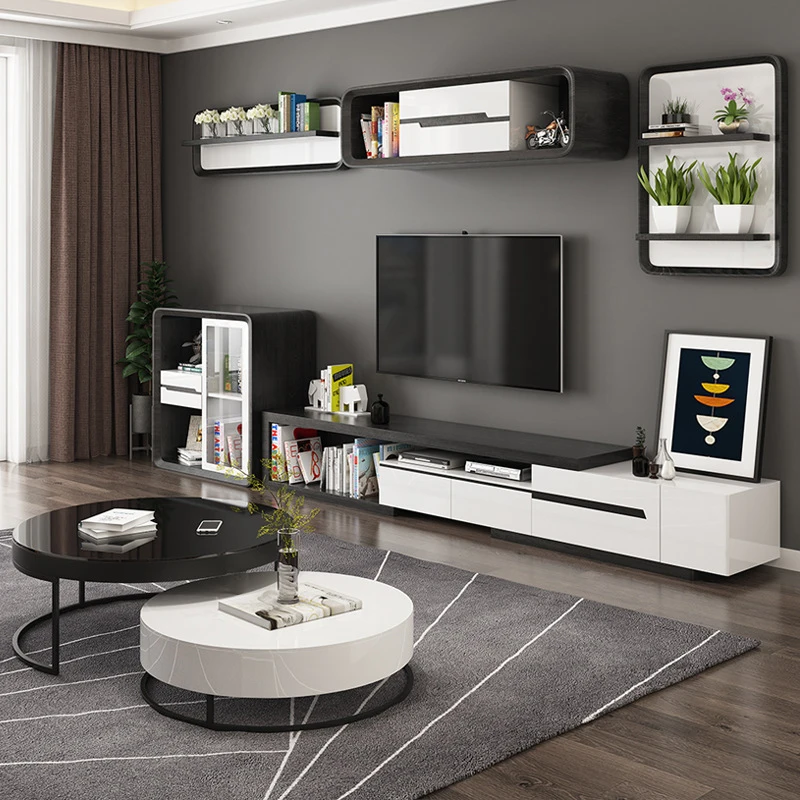 New design media cabinet modern television wall wooden TV rack Stands Living Room furniture MDF wood TV Stand tv cabinet set