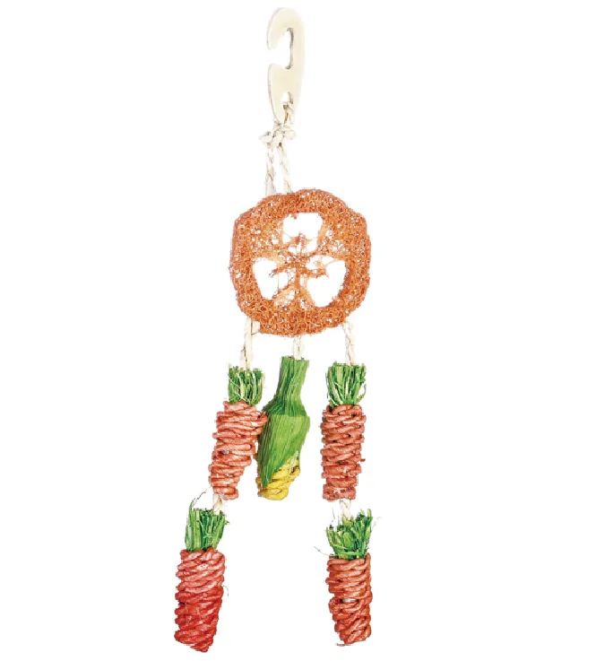 Natural Corn Leaves Loofah Hanging Treat Wheels Chew Toy Rabbit Gerbil Mouse Hamster