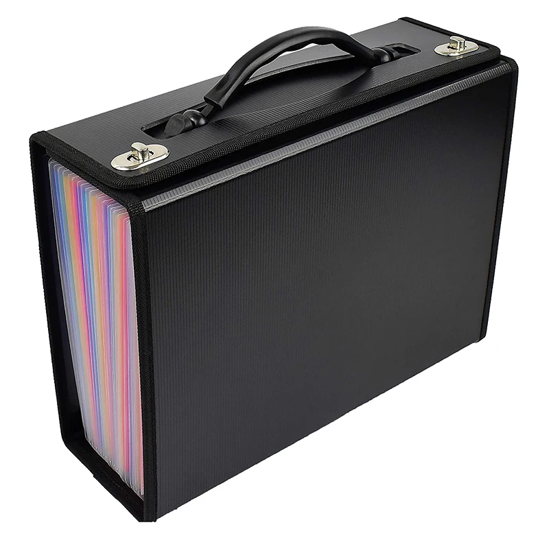Office Storage A4 Size Paper Expandable File Organizer 24 Pockets Document Folder Bag,Plastic Pockets File Folder