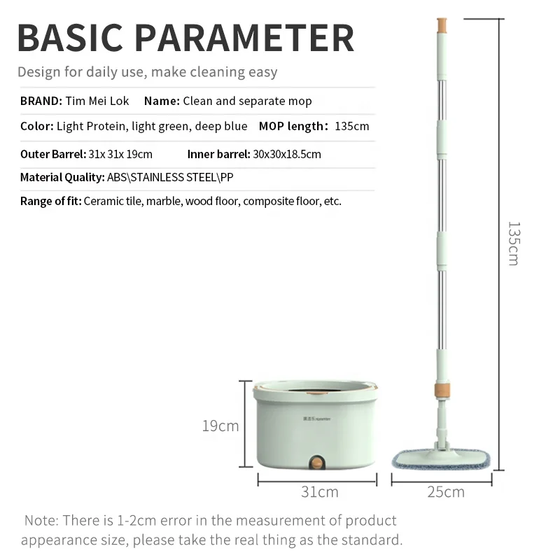 Best Selling 360 Spin Magic Mop Bathroom  Mop  with Bucket  quick clean microfiber lazy squeeze flat mop self squeez