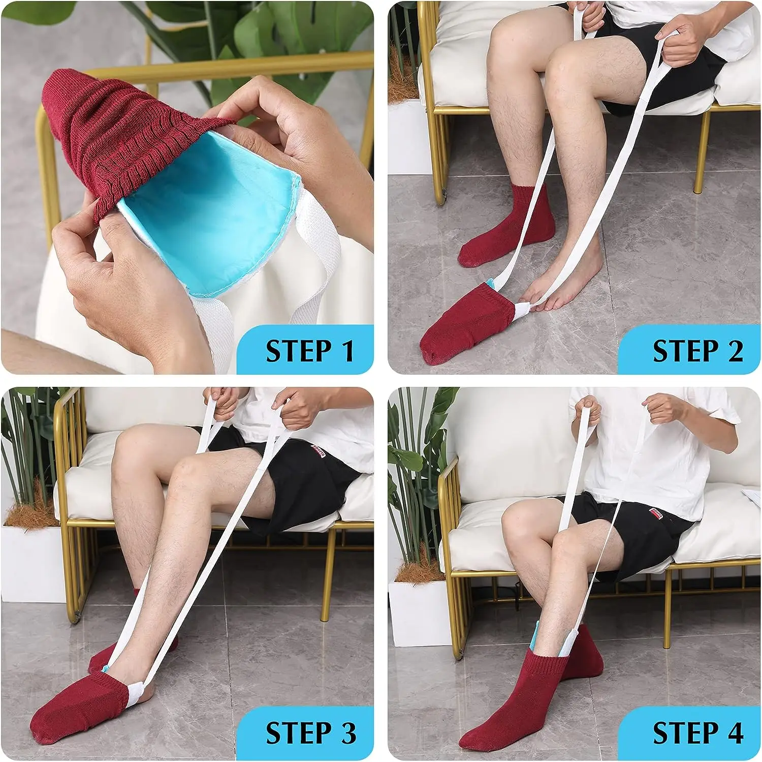 Deluxe Flexible Sock Aid Device for Seniors Disabled Pregnant Sock Helper Aide Tool  dressing aid  Assistant Device No Bending