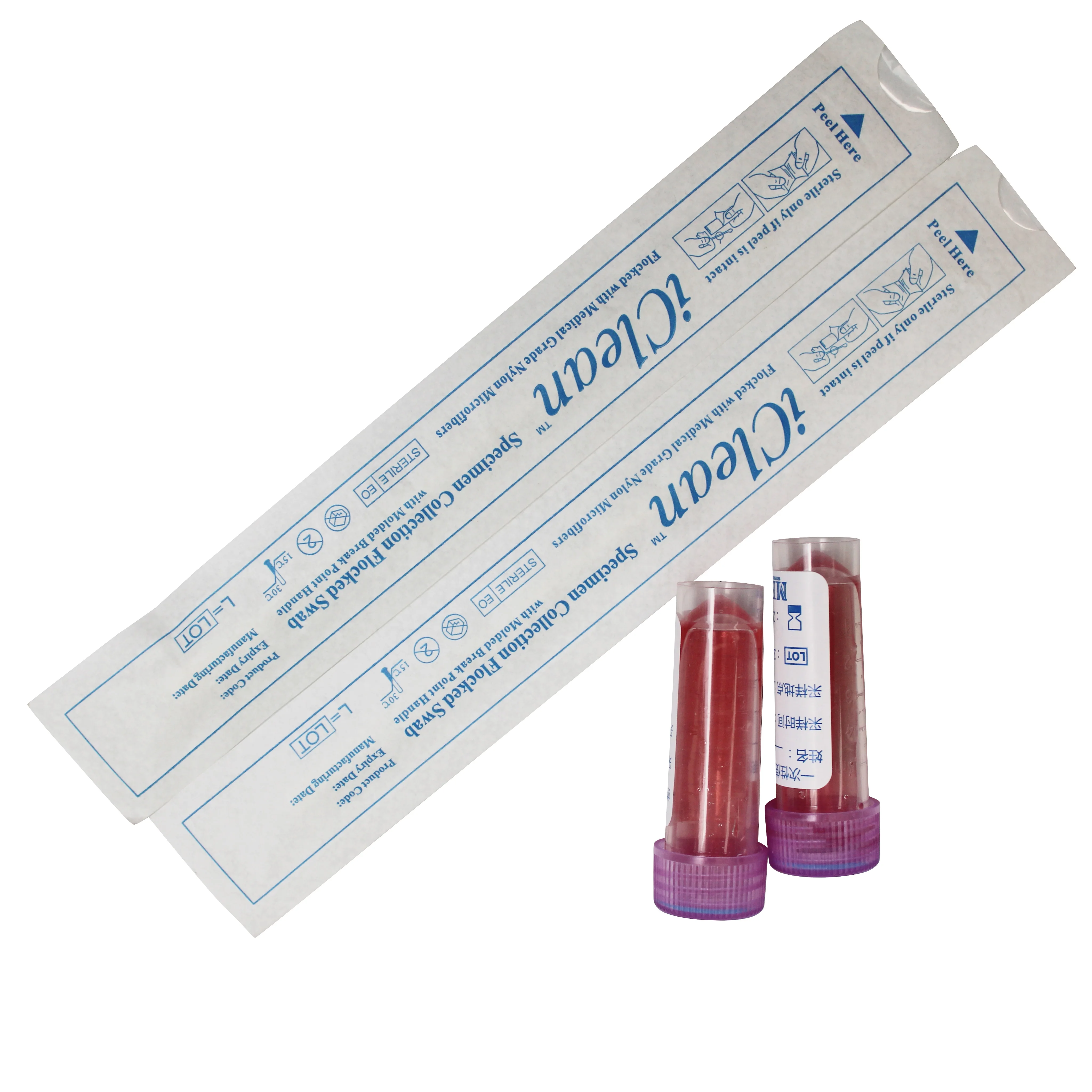 Flocked nasal nasopharyngeal nose mouth throat swab medical test specimen collection DNA sampling kit