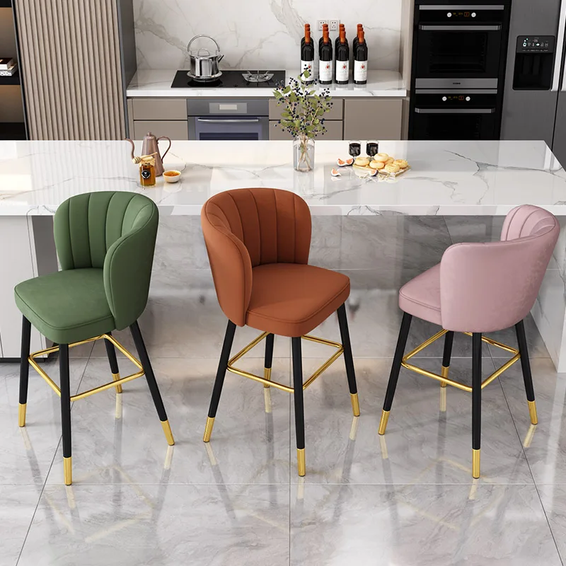 Bar Chairs Nordic Tall Cheap Counter Furniture Gold Metal Leather Back Luxury Kitchen Modern High Stool Bar Chairs For Bar Table