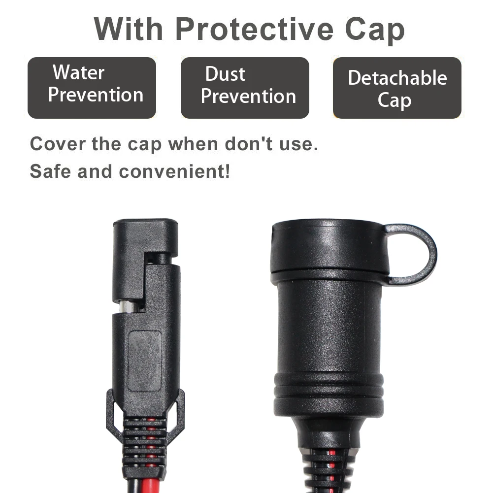 Waterproof SAE Connector Panel Mount Cable Dual Usb Port Cigar Adapter Wire Harness 12V Battery Charger