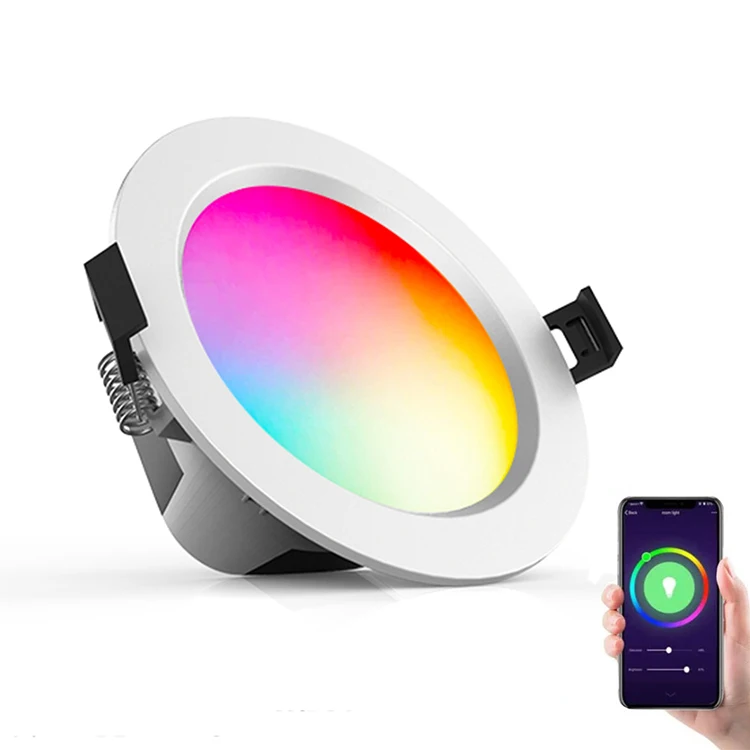 2021 Plastic Housing Tuya App Control Dimmable CCT Adjustable RGB Wifi LED Smart Downlight