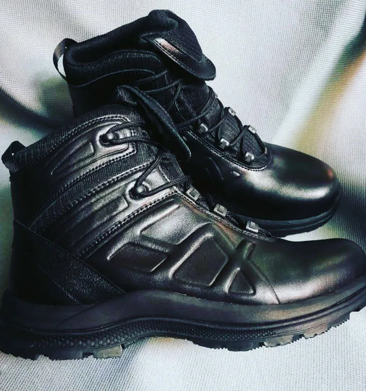 Full genuine leather HX upper black combat wellco custom boots of anti-slip