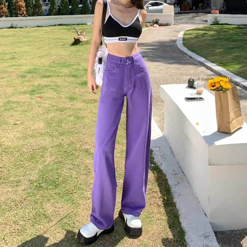 2023 new printed European and American girls red elastic jeans trousers manufacturers wholesale