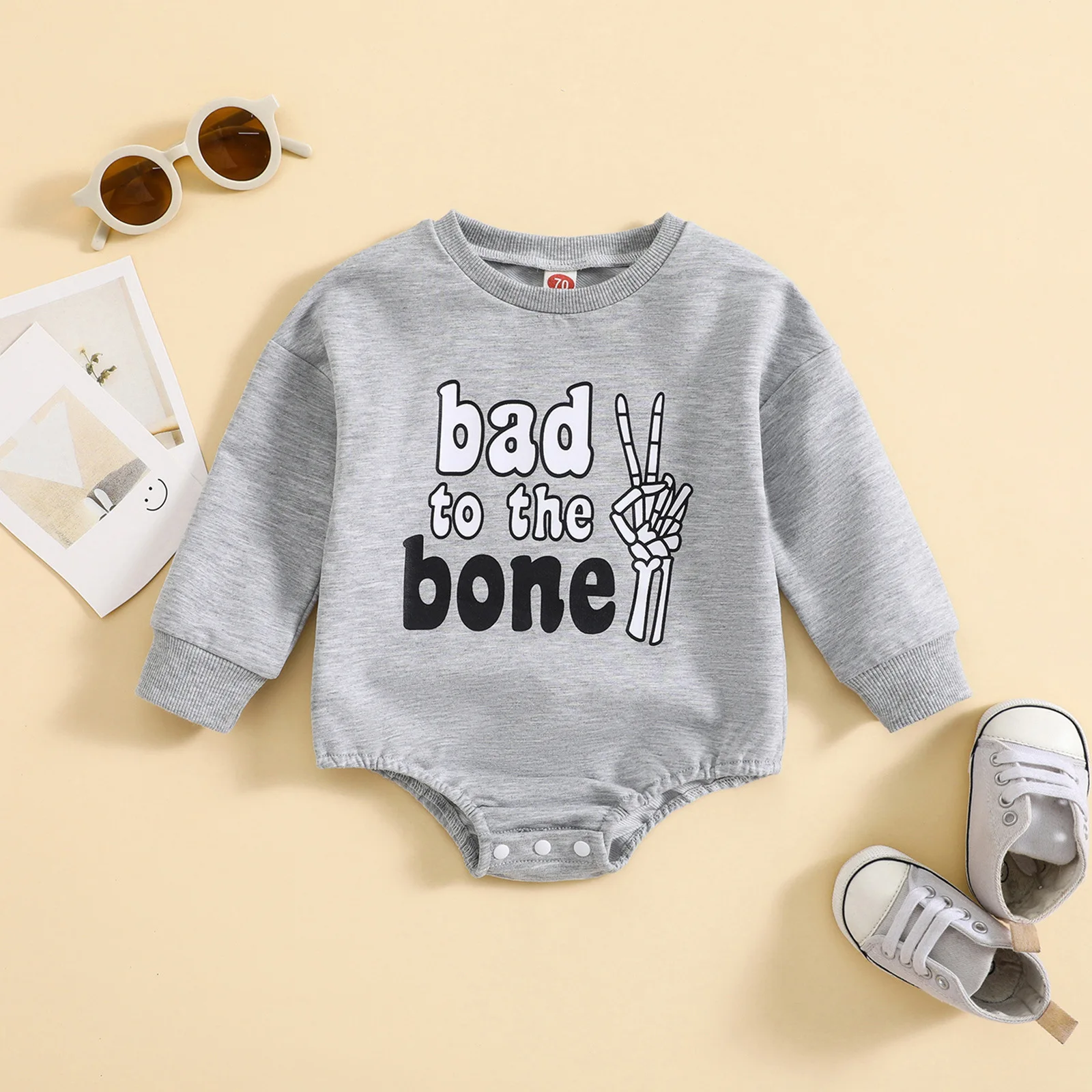 INS Halloween Autumn Unisex Letter Print Color Blocked Sleeve Romper Hooded Baby Jumpsuit Newborn Baby Clothes Cotton
