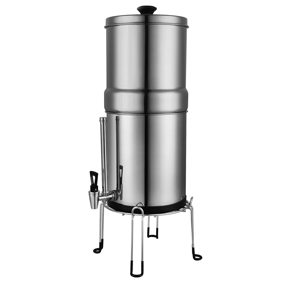 New top water fed 2.25 gallons containers stand ss304 household stainless steel gravity filter