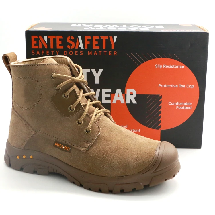 ENTE SAFETY Wholesale high-quality cat shoes  industrial suede cowhide leather steel toe plate safety shoes for men boot