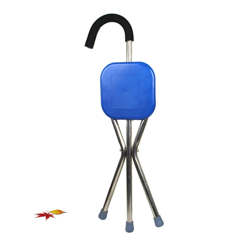 Good quality foldable aluminum alloy walking stick cane seat folding chair