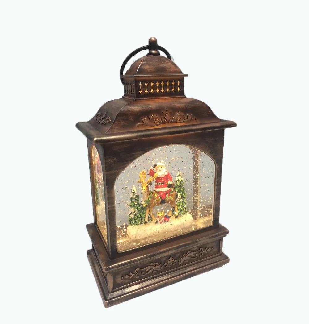 Living Room Decoration Night Light Customize LED Christmas Holiday Shiny Glitter Romantic Bronze Lantern Lamp