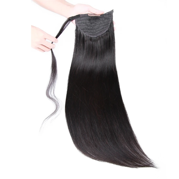 Wholesale Drawstring Ponytail Extensions,Brazilian Long Human Hair Ponytail,Silky Straight Virgin Hair Ponytails For Black Women