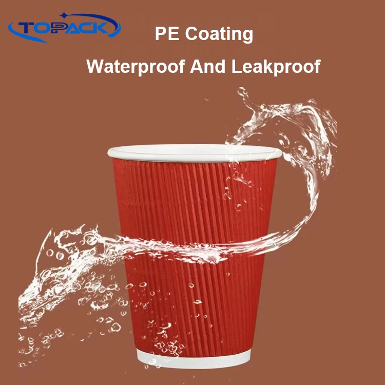 Hot Sale Individual Wrapped Pack Ripple Double Wall Thick Layer Corrugated Paper Cups With plastic Lid For Coffee Espresso
