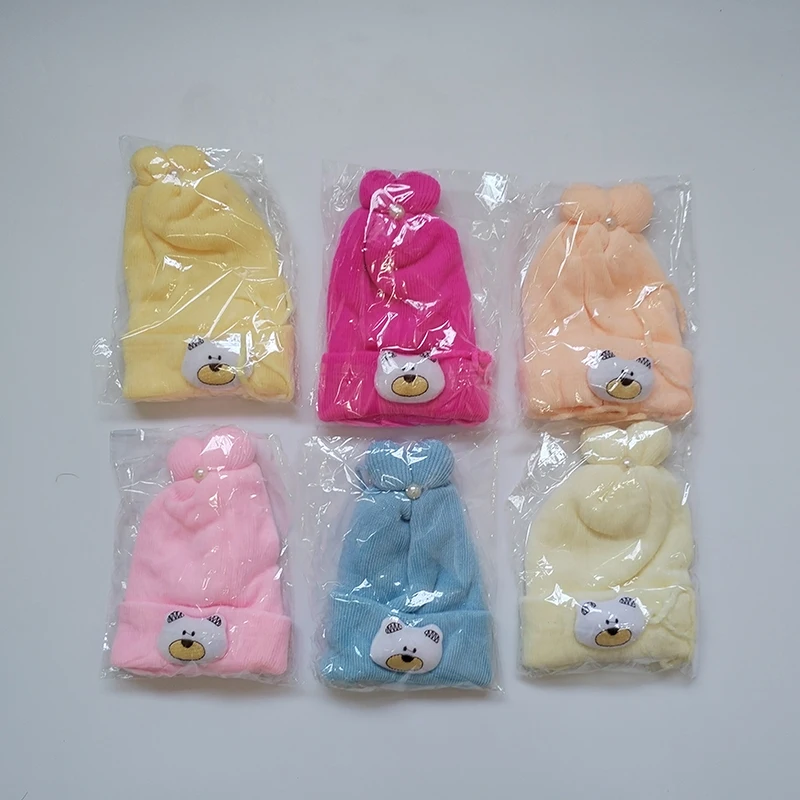 1-2 Year Newborn Baby Cap Wholesale Toddler Beanie Baby Boys Girls Beanies Kids Winter Hats Children Knit Warm Caps