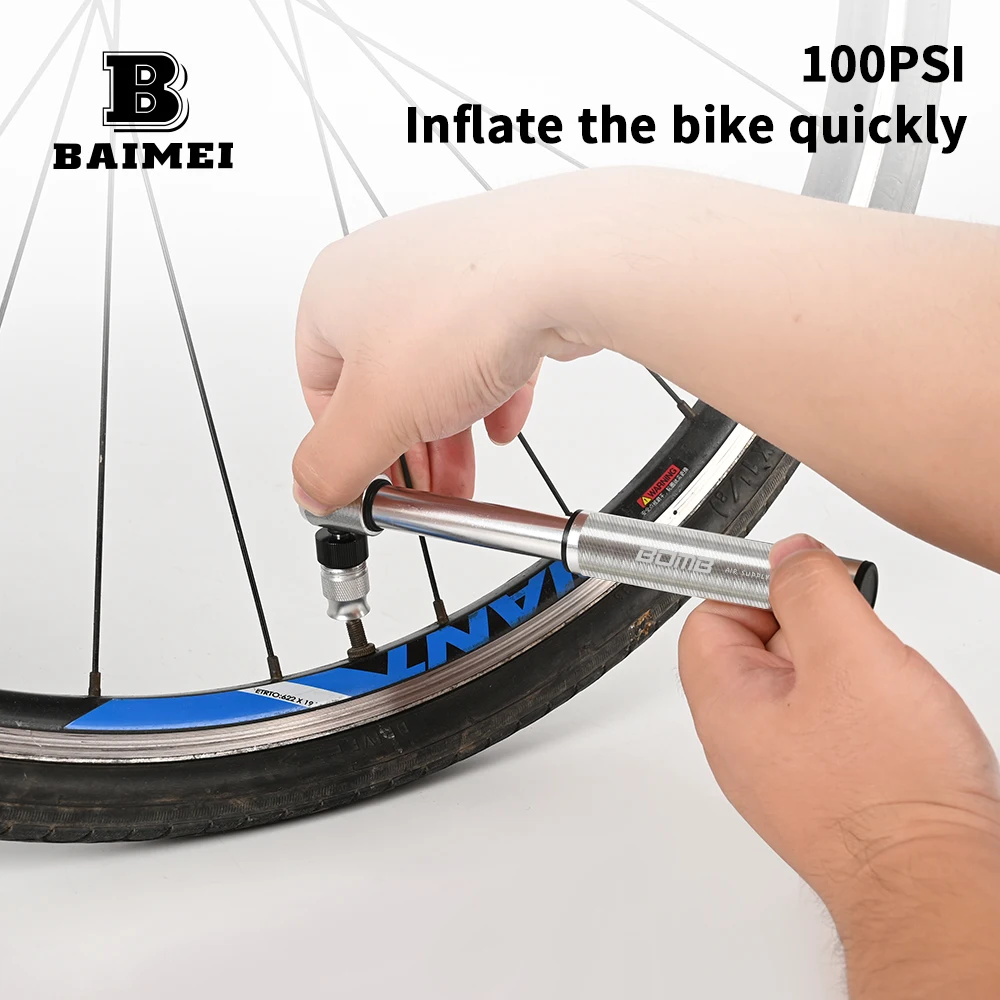 BM Bicycle Tire Mini Hand Pump Portable High Pressure Co2 Bike Pump