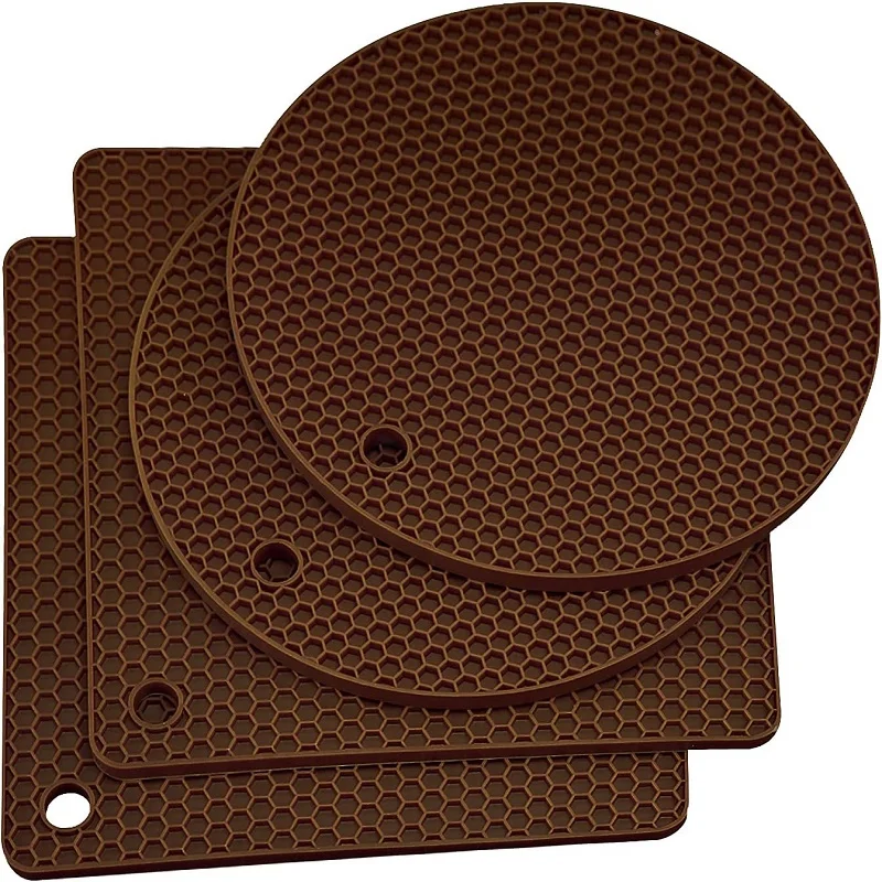 Kitchen 4 Pack Trivets for Hot Pots and Pans Pot Holders Heat Resistant Counter Mats Spoon Rest and Large Coasters Trivet Mat