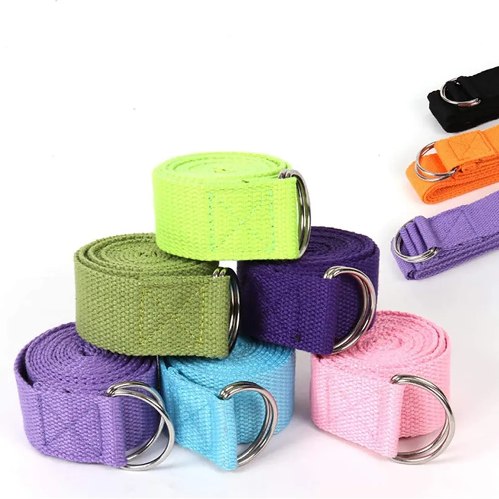 Yoga Exercise Adjustable Straps Adjustable Metal D Ring Buckle Loop Stretch Strap Non Elastic Yoga Belt for Pilates & Gym