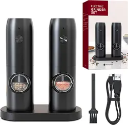 Automatic Spice Grinder Shakers Refillable USB Rechargeable Electric Salt and Pepper Mill Set