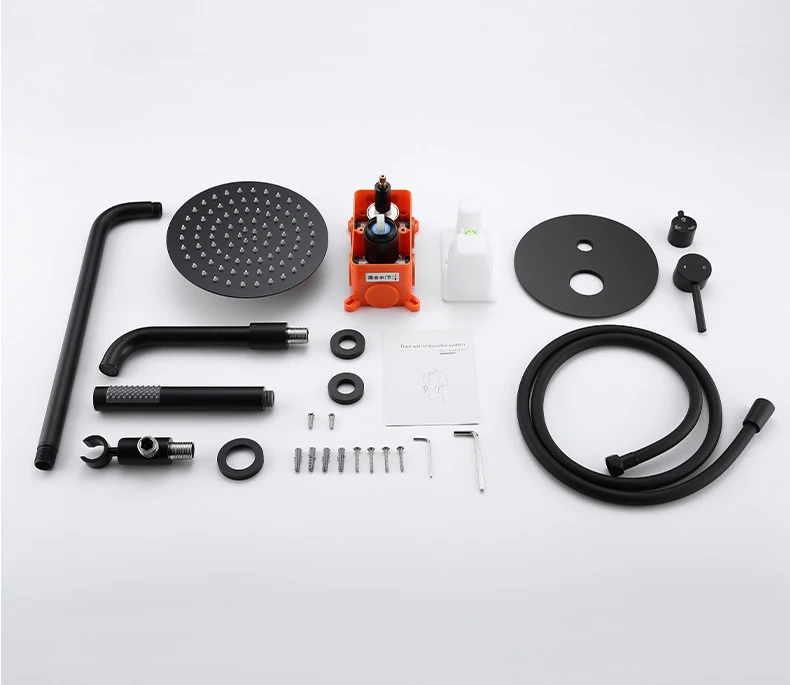 Concealed Wall Hanging Top Head And Hand Shower Curtain Set Two Functions Hot Cold Mixing Bathroom shower Faucet