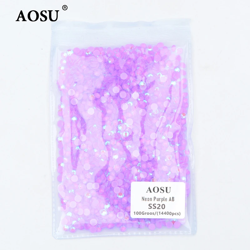 AOSU Bulk Package SS6-SS30 Luminous Rose Flatback Strass Glow In Dark Crystal Stones Glass Rhinestone For DIY Crafts