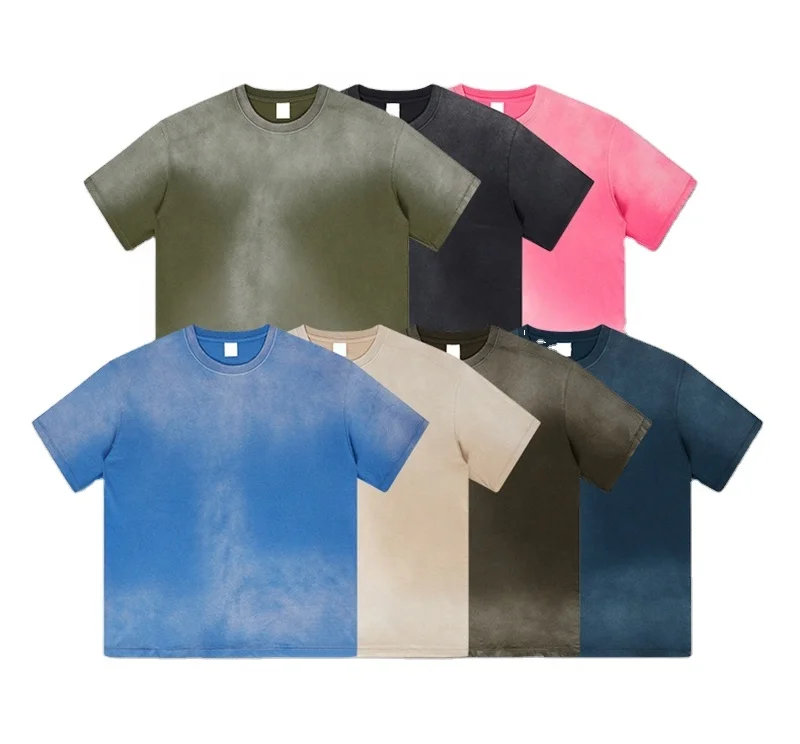 Streetwear Manufacturer Heavy Weight 250 300 GSM Sun Dried Faded Wash Faded Vintage T shirt Unisex