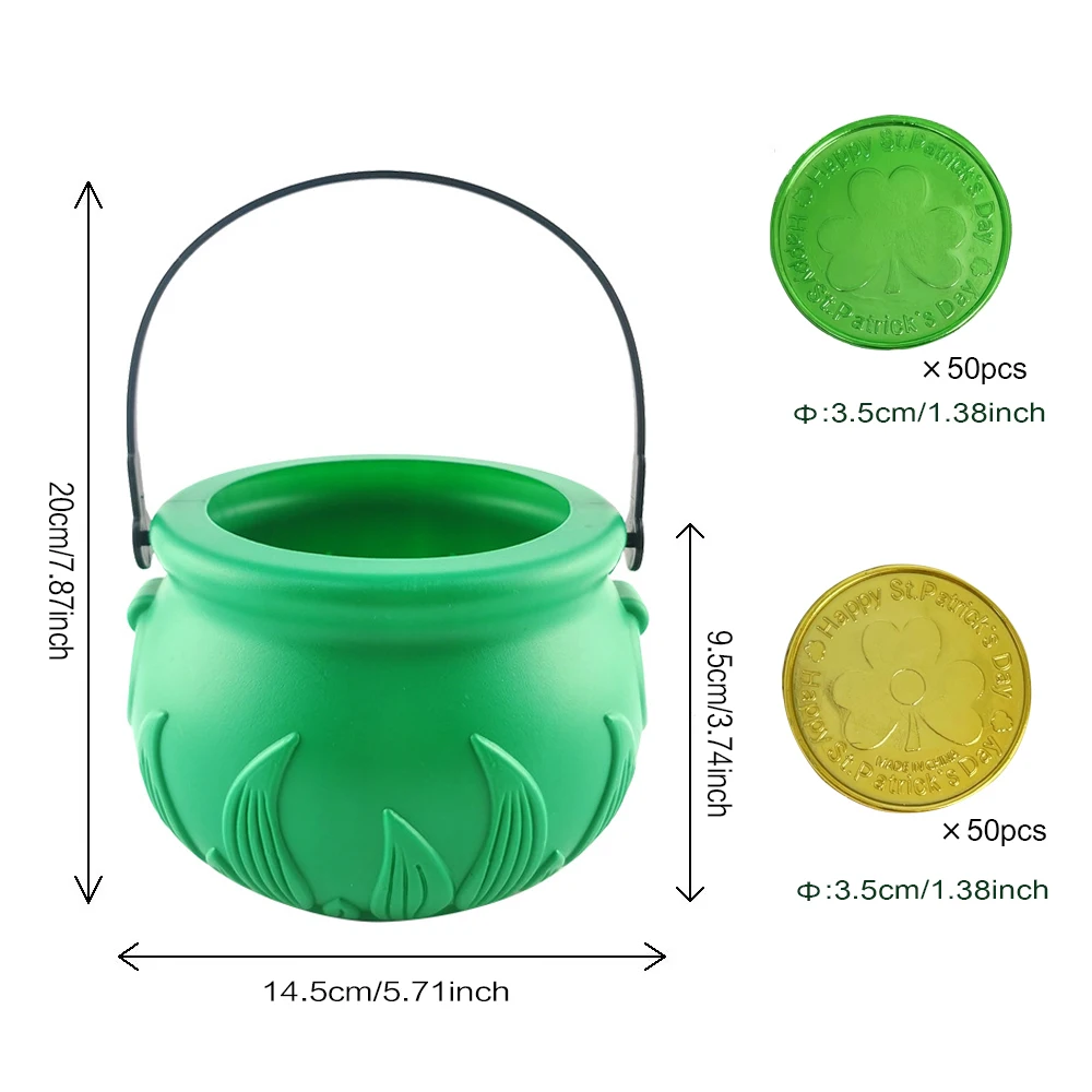 Fashionable Party Props Multi-colored Game Coins With Flame Candy Bucket For St Patricks Day Decoration Favors