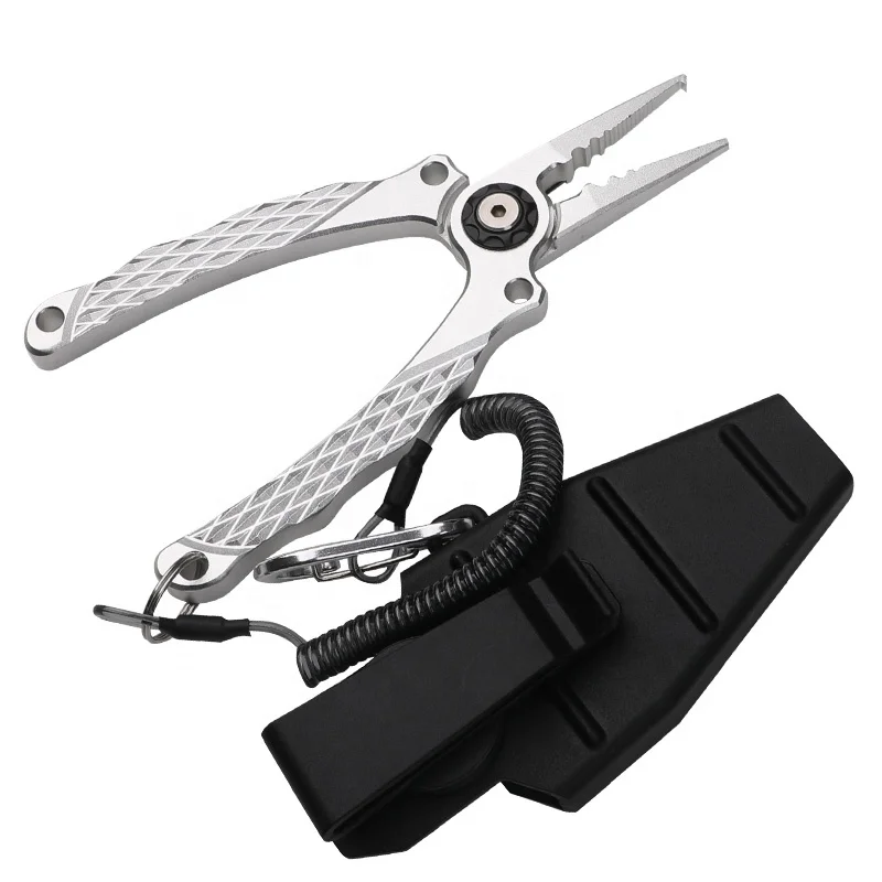 New pattern aluminum alloy fishing pliers saltwater 178mm 104g oem multi-purpose fishing tongs with case