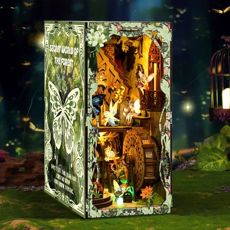 New style criolpo diy book nook kit soul bookstore dollhouse  alley laser cutting book nook ghibli library of books