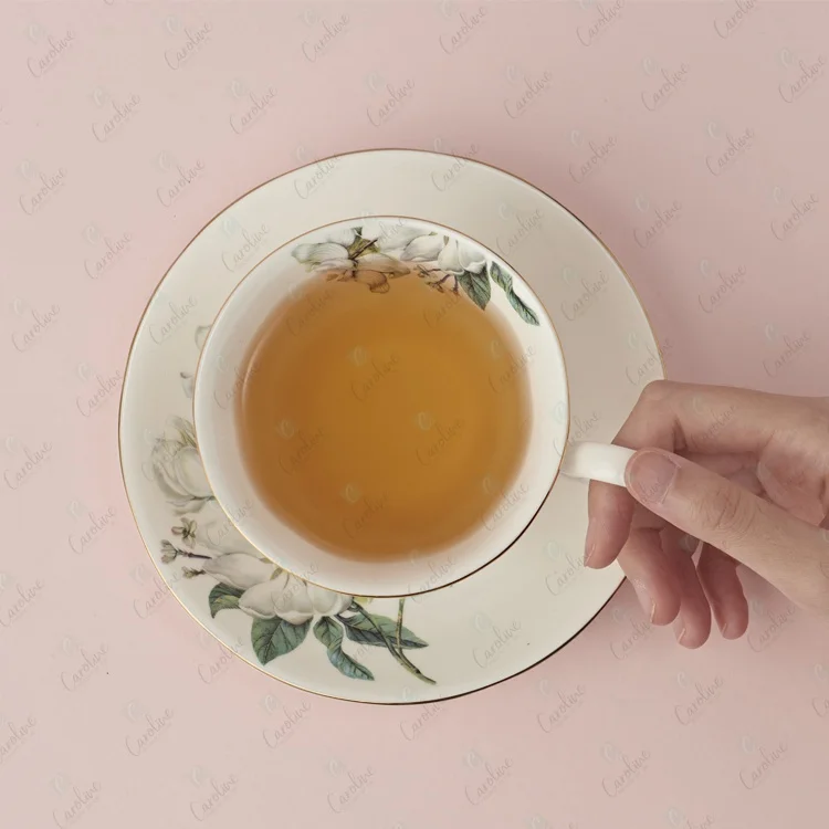 4pcs Set Porcelain Ceramic Coffee Mug Cup And Saucer Set Grace Teaware