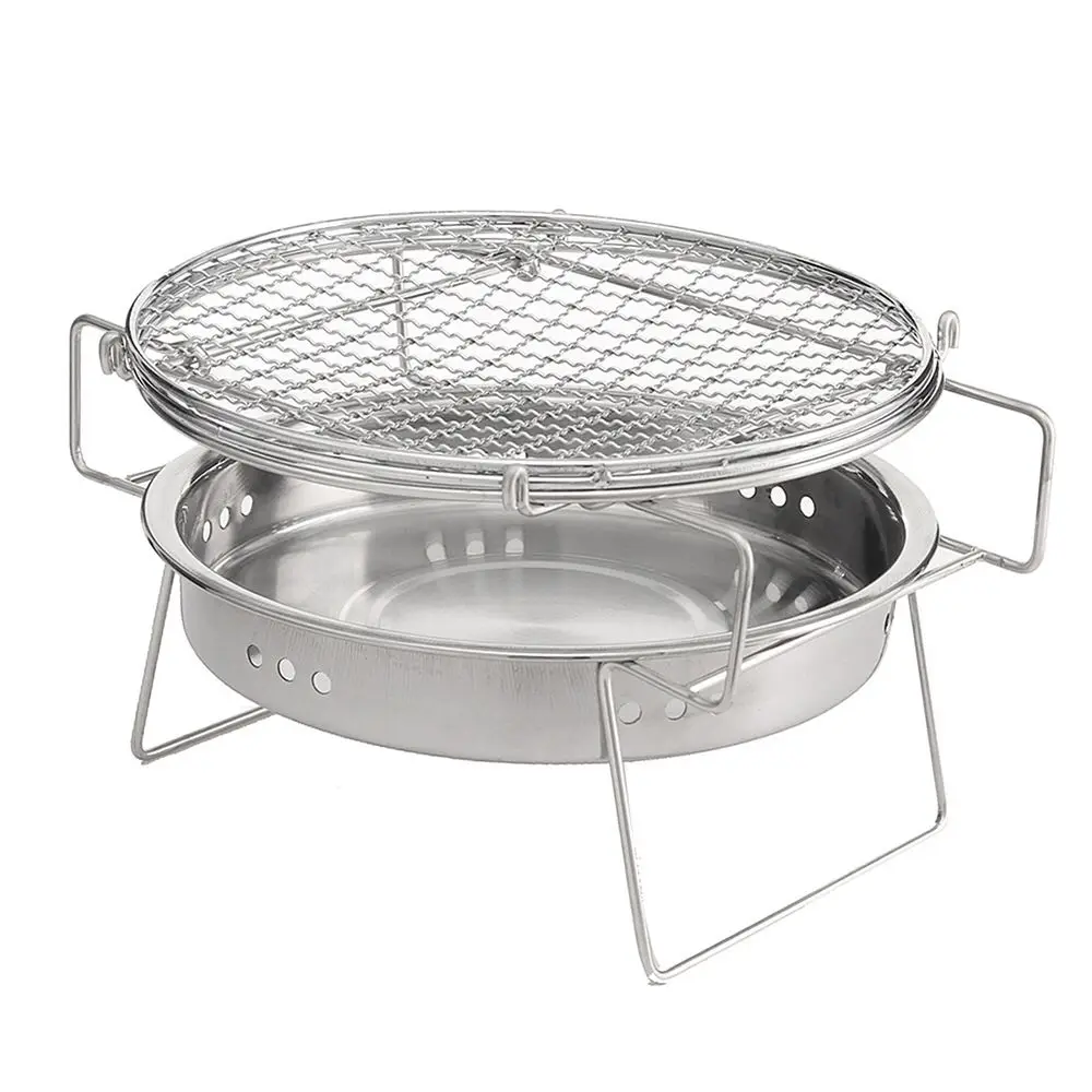 Stainless steel circular folding Barbecue BBQ frame outdoor Mini charcoal firewood stove