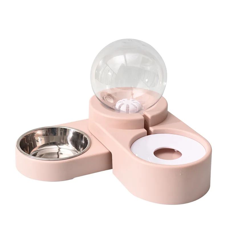 2in1 Pets Cat Dog Water and Food Bowl Set Feeding Bowl Automatic Water Dispenser Fountain Water Bowl