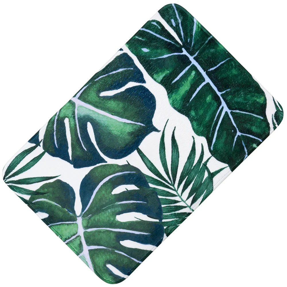 Напольный коврик Monstera с принтом зеленых листьев Абсорбирующая губка для душа из пены эффектом памяти нескользящий